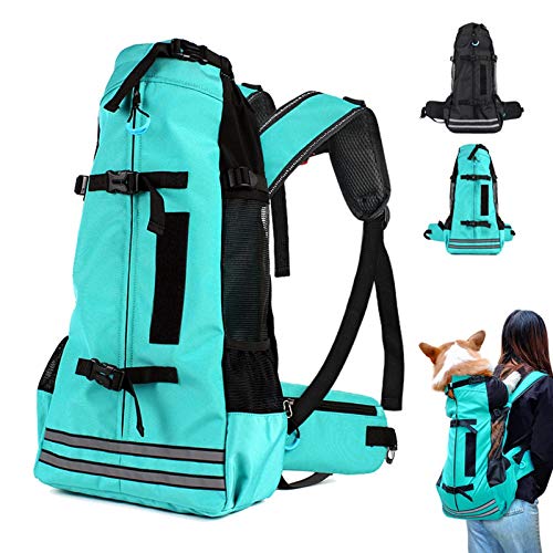 DHGTEP Outdoor Haustier Hundetragetasche Tasche für Kleine Mittlere Hunde Corgi Bulldogge Rucksack Reflektierende Hund Reisetaschen Haustiere Produkte (Color : Green, Size : L) von DHGTEP