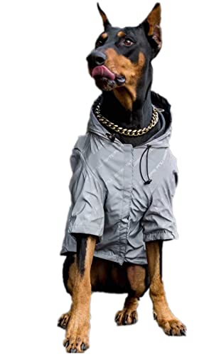 DHGTEP Reflektierende Hundemäntel wasserdichte Outdoor-Kapuzenjacke Winddichte Kleidung für Kleine Mittlere Große Hunde (Größe : XXL) von DHGTEP