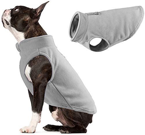 DHGTEP Winter Fleece Hundekleidung Welpenkleidung Französische Bulldogge Mantel Mops Kostüme Jacke für Kleine Hunde Chihuahua Weste (Color : Grey, Size : XL) von DHGTEP