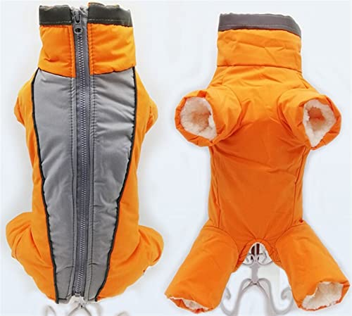 DHGTEP Winterhund Fleece Mantel Warm Wasserdicht Hund Overall Gepolstert Verdickte Hose Unisex Hundekleidung für Kleine Mittelgroße Hund Daunenjacke (Farbe: Orange, Größe: 14) von DHGTEP