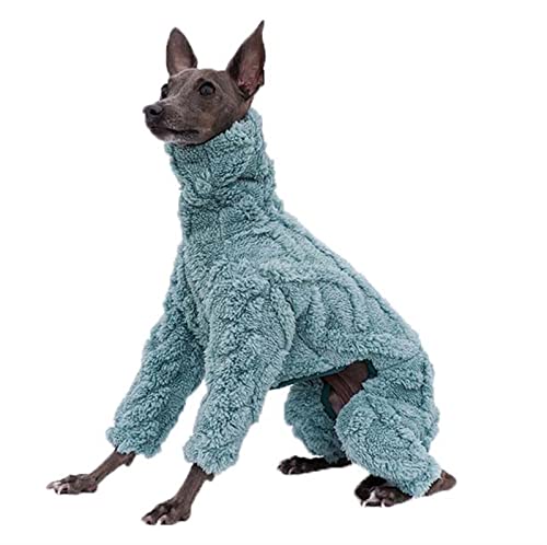 DHGTEP Fleece Hundemantel mit Beinen für Windhund, Hundepullover aus Samt mit winddichtem Rollkragen, Hundejacke für Whippet, Windhund, Lurcher, Salukis (Color : Grün, Size : X-Large) von DHGTEP
