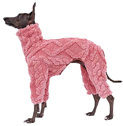 DHGTEP Fleece Hundemantel mit Beinen für Windhund, Hundepullover aus Samt mit winddichtem Rollkragen, Hundejacke für Whippet, Windhund, Lurcher, Salukis (Color : Pink, Size : XX-Large) von DHGTEP