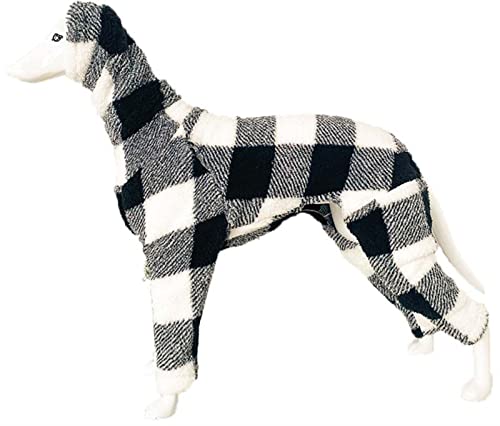 Hund Winter Fleece-Pullover mit Beinen, Vollkörper Abdeckung Hund Fleece Overall Warm Hund Onesie für Kleine Mittlere Große Hunde (Color : Black/White, Size : L) von DHGTEP