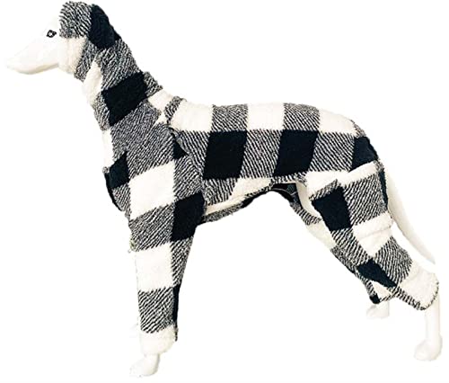 Hund Winter Fleece-Pullover mit Beinen, Vollkörper Abdeckung Hund Fleece Overall Warm Hund Onesie für Kleine Mittlere Große Hunde (Color : Black/White, Size : M) von DHGTEP