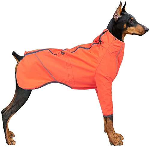 Hunderegenmantel Wasserdicht Nylon Regencape Für Hunde, Outdoor Hundemantel Mit Verstellbarem Hals Brust, Für Kleine Mittlere Große Hunde Camping Wandern (Color : Orange, Size : X-Large) von DHGTEP