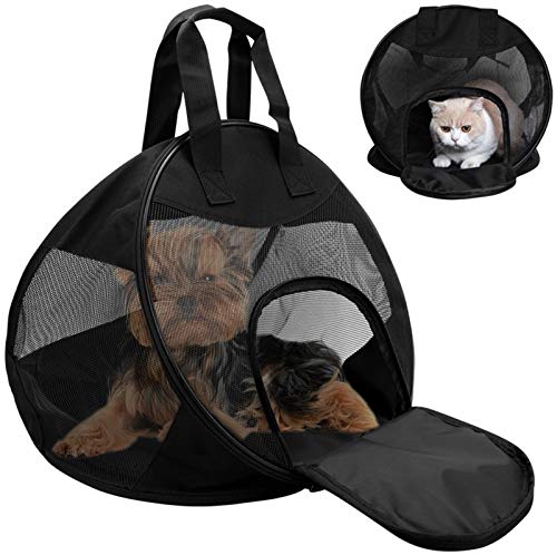 Langlebige Haustier Tasche Protable Hund Katze Handtasche Atmungsaktiv Welpe Katzen Träger Faltbar Chihuahua Katze Box Kleiner Hund Haustier Reise Mesh Tasche ( Color : Black , Size : 39cmx39cmx39cm ) von DHGTEP