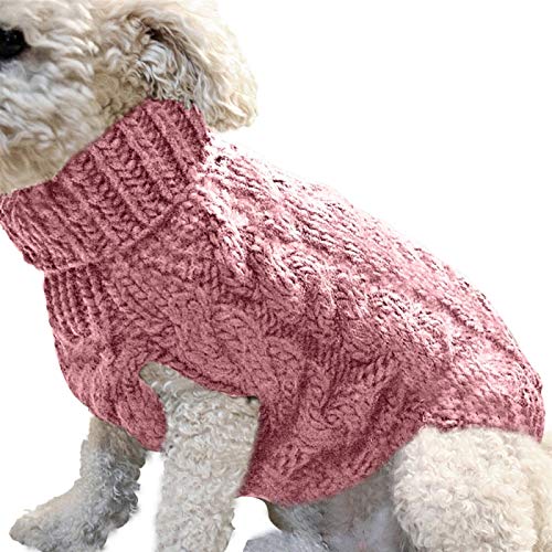 Pullover Pullover für Hund 8 Farben Elastizität Winter Hund Gestrickt Pullover Strickwaren Haustier Kleidung Welpe Katze Hohe Kragen Pullover Mäntel Haustier Kostüme ( Color : Skin powder , Size : M ) von DHGTEP