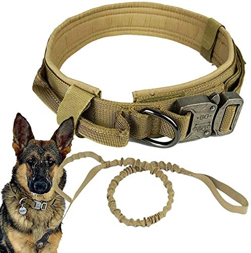 Taktisches Hundehalsband und Leinen Set, Verstellbares Hundehalsband mit D-Ring und Schnalle, Strapazierfähige Leine, Haltbares Nylonhalsband Militärhalsband für Große und Mittelgroße Hunde von DHGTEP
