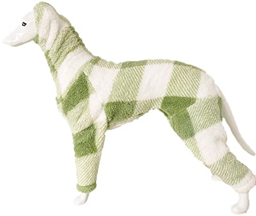 Volle Abdeckung Hund Fleece-Pullover mit Beinen, Winter Hundemäntel Körper Jacke Gemütliche Kleidung Onesie für Kleine Mittlere Große Hund Outdoor Oder Indoor (Color : Green-White, Size : X-Large) von DHGTEP