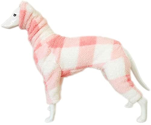 Volle Abdeckung Hund Fleece-Pullover mit Beinen, Winter Hundemäntel Körper Jacke Gemütliche Kleidung Onesie für Kleine Mittlere Große Hund Outdoor Oder Indoor (Color : Pink-White, Size : L) von DHGTEP