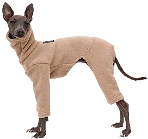 Warmer Samtmantel für Greyhound, Whippet Hunde Fleece Pullover mit Beinen, Winddichte Rollkragen Hunde Fleece Jacke, Winter Hundeschlafanzug für kleine mittlere große Hunde (Color : Beige, Size : XS von DHGTEP