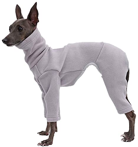 Warmer Samtmantel für Greyhound, Whippet Hunde Fleece Pullover mit Beinen, Winddichte Rollkragen Hunde Fleece Jacke, Winter Hundeschlafanzug für kleine mittlere große Hunde (Color : Purple, Size : S von DHGTEP