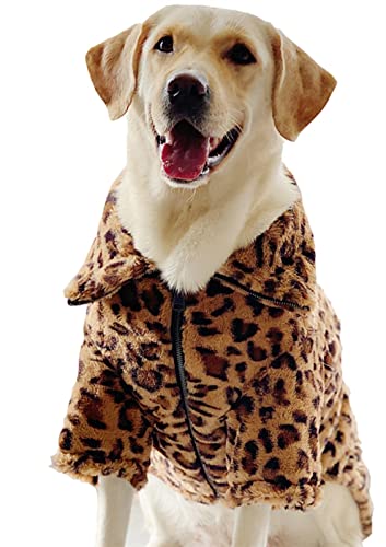 XS-12XL Hundemantel mit Kapuze Winter Dickes Fleece Hundepullover für Französische Bulldogge Schnauzer Leopard Klein Mittel Groß Hunde (Farbe : Without Hood, Größe : 11) von DHGTEP