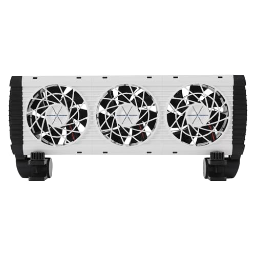 DHQCQL Aquarium Ventilator Ventilatorkühler, Aquarium Kühler mit Adapter Geschwindigkeitsregler, Verstellbarer für Aquarien und Wasserkühl, Dreifach Kopf (Schwarz+Weiß) von DHQCQL