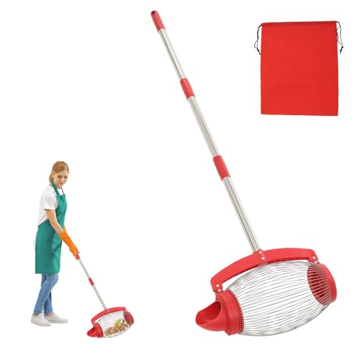 DHQCQL Walnuss Sammler, Nusssammler mit Aufbewahrungstasche, 15L Effektiver Rollsammler für Nüsse, Sammler Harvester mit Teleskopschaft für Outdoor, Golfbälle, Tennisbälle von DHQCQL