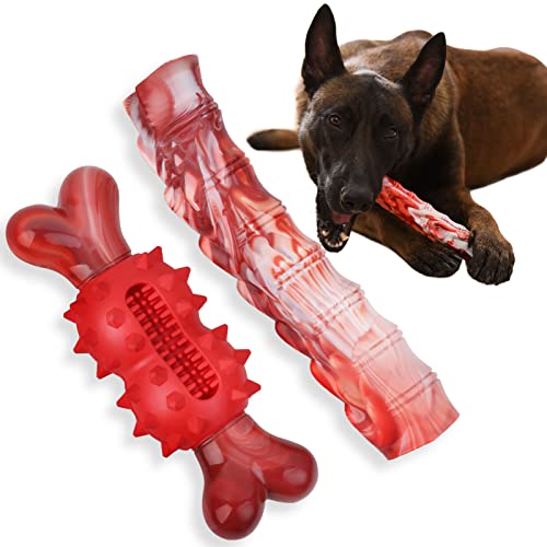 DHR Kauspielzeug für Hunde, 2 Stück, robustes Hundespielzeug für aggressive Kauer, Hundeknochen aus Gummi und Nylon, nahezu unzerstörbares Hundespielzeug zur Zahnreinigung (A+B) von DHR