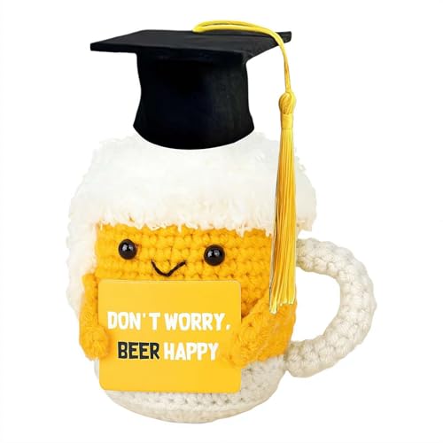 DHliIQQ 2025 Abschlussgeschenke, emotionale Unterstützung, Häkeltier mit Abschlusskappe und Grußkarte, lustiges, positives Häkelbier, inspirierende, motivierende Ermutigungsgeschenke von DHliIQQ