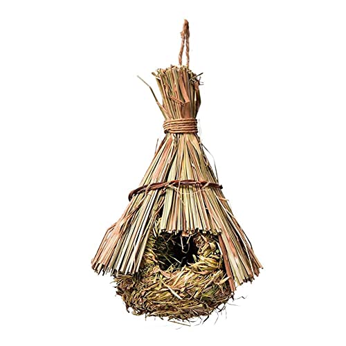 Kolibri-Haus, handgewebtes Gras-Vogelhaus-Nester, Vogelhaus für Fensterdekoration, kleines Outdoor-Gartenhaus-Gras-Vogel von DHliIQQ
