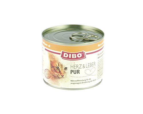 DIBO CAT Herz & Leber, 200g-Dose aus ausgesuchtem Fleisch hergestellt und mit Löwenzahn und Distelöl verfeinert von DIBO