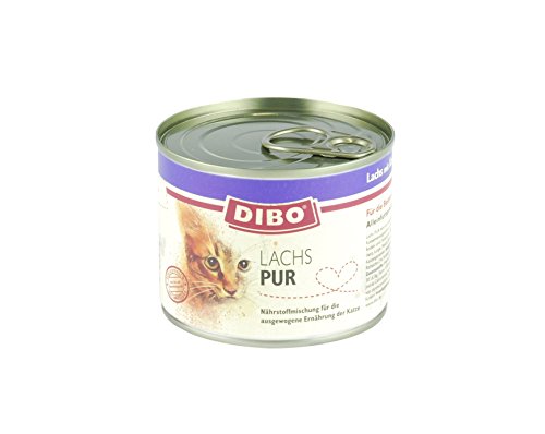 DIBO CAT LACHS, 200g-Dose aus ausgesuchtem Lachs hergestellt und mit Katzengamander verfeinert von DIBO