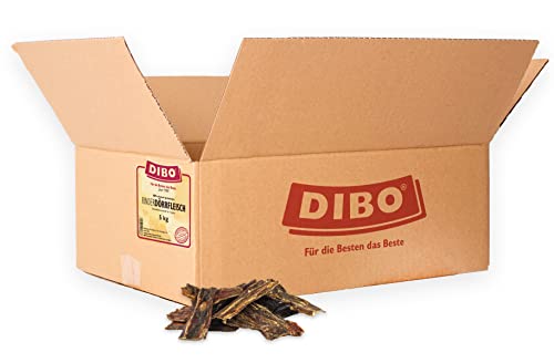 DIBO Dörrfleisch, 5000g Beutel der kleine Naturkau-Snack oder Leckerli für Zwischendurch, Hundefutter, Qualitätskauartikel ohne Chemie von DIBO von DIBO
