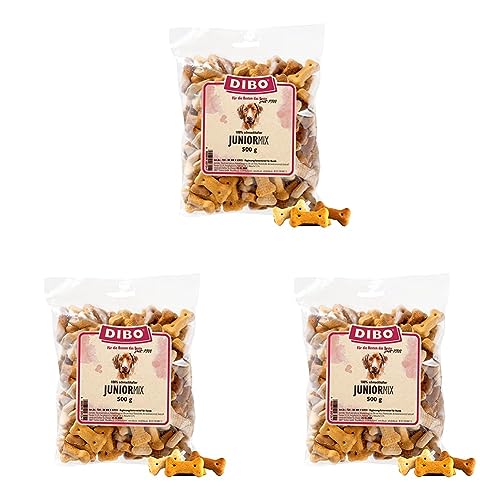 DIBO Junior-Mix, 500g-Beutel, Backwaren als gesunde, natürliche Ernährung für Hunde, Hundefutter, Barf, B.A.R.F, Leckerli, Hundekekse (Packung mit 3) von DIBO