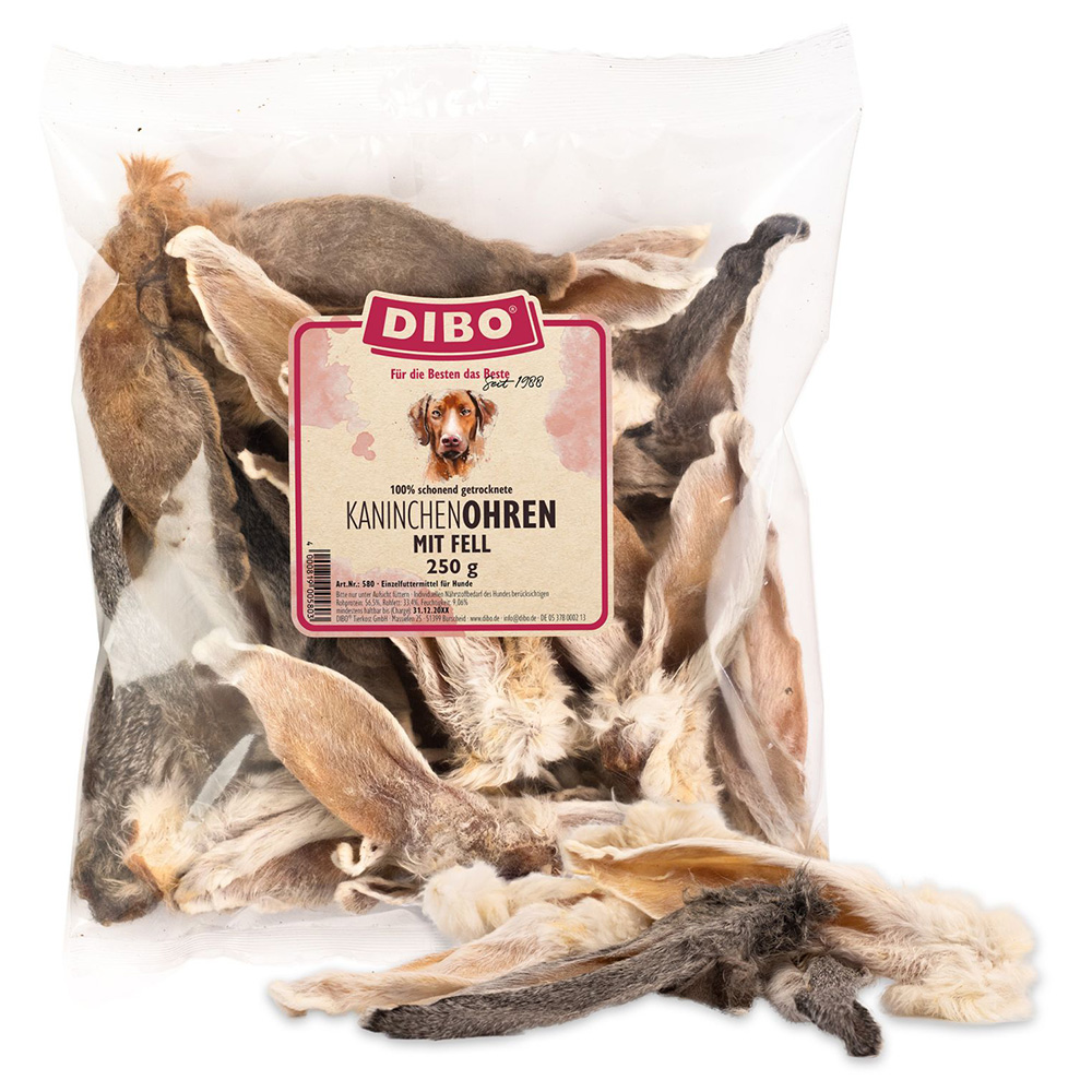 DIBO Kaninchen-Ohren mit Fell - 250 g von DIBO