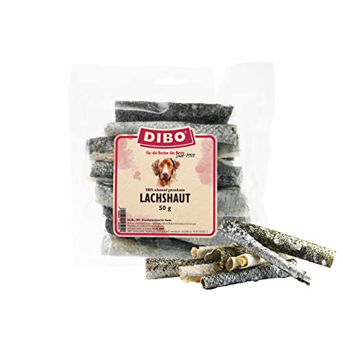DIBO Lachshaut, 50g-Beutel, der kleine Snack oder Leckerli für Zwischendurch, Hundefutter von DIBO