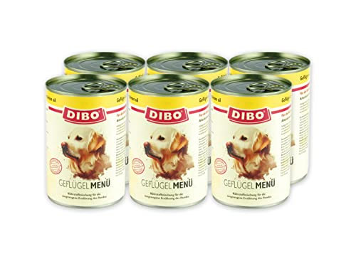 DIBO Menü Geflügel, 6 x 400g-Dose, Hundefutter, Nassfutterohne Konservierungsstoffe, Reine Fleischdosen aus frischem und natürlichem Fleisch Qualität von DIBO