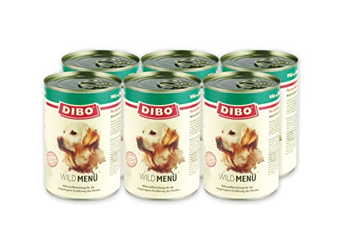DIBO Menü Wild, 6 x 400g-Dose, Hundefutter, Nassfutterohne Konservierungsstoffe, Reine Fleischdosen aus frischem und natürlichem Fleisch Qualität von DIBO