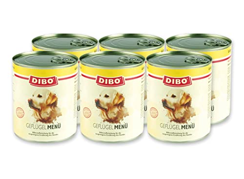 DIBO Menü Geflügel, 6 x 800g-Dose, Hundefutter, Nassfutterohne Konservierungsstoffe, Reine Fleischdosen aus frischem und natürlichem Fleisch Qualität von DIBO