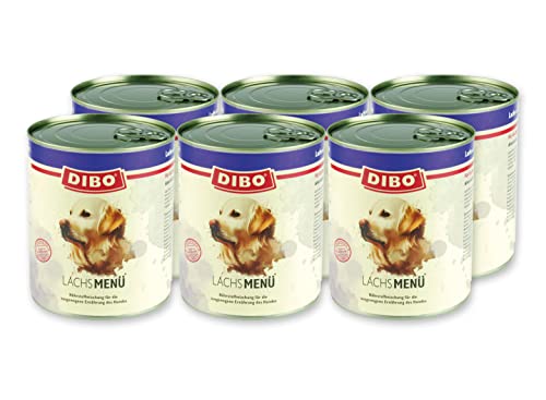 DIBO Menü Lachs, 6 x 800g-Dose, Hundefutter, Nassfutterohne Konservierungsstoffe, Reine Fleischdosen aus frischem und natürlichem Fleisch Qualität von DIBO