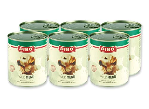 DIBO Menü Wild, 6 x 800g-Dose, Hundefutter, Nassfutterohne Konservierungsstoffe, Reine Fleischdosen aus frischem und natürlichem Fleisch Qualität von DIBO