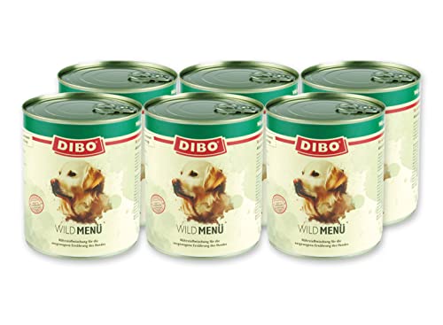 DIBO Menü Wild, 6 x 800g-Dose, Hundefutter, Nassfutterohne Konservierungsstoffe, Reine Fleischdosen aus frischem und natürlichem Fleisch Qualität von DIBO