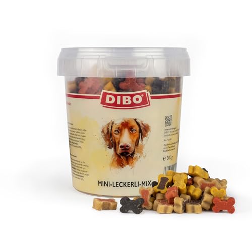 DIBO Mini-Leckerli-Mix 12 x 500g Eimer - wiederverschließbar - Hundesnack für Training und Belohnung, Hundefutter (Geflügel, Lamm, Pansen, Rind, Wild und Lachs) von DIBO