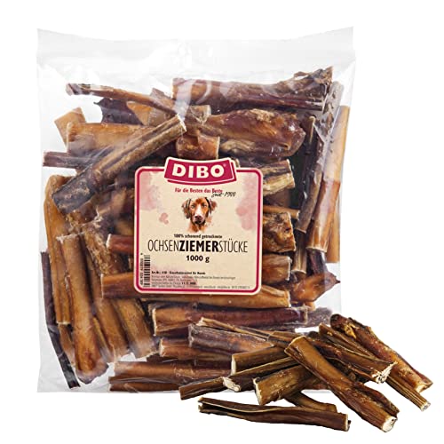 DIBO Ochsen-Ziemer, 12cm, 1.000g-Beutel, Naturkau-Snack oder Leckerli für Zwischendurch, Hundefutter, Qualitätskauartikel ohne Chemie 1 kg von DIBO