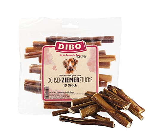 DIBO Ochsenziemer 12cm Stücke x 15 Stück, Naturkau-Snack oder Leckerli für Zwischendurch, Hundefutter, Qualitätskauartikel ohne Chemie von DIBO von DIBO