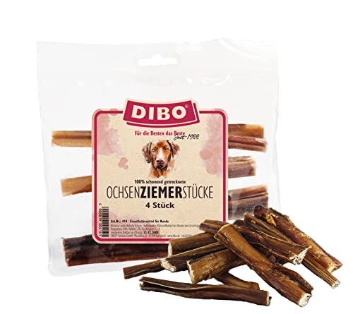 DIBO Ochsenziemerstücke, 12cm, 4 Stück, der kleine Naturkau-Snack oder Leckerli für Zwischendurch, Hundefutter, Qualitätskauartikel ohne Chemie von DIBO von DIBO