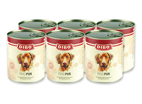 DIBO – PUR RIND, 6 x 800g-Dose, Reine Fleischdosen aus frischem und natürlichem Fleisch Qualität von DIBO