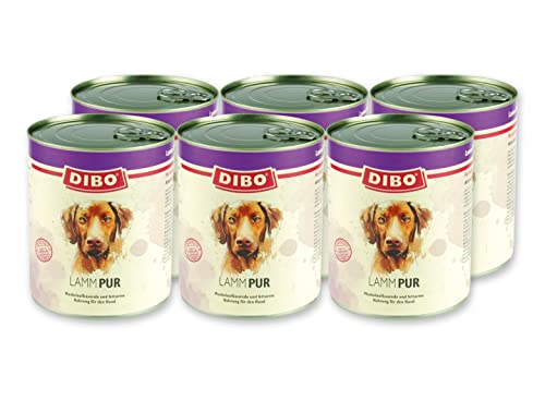 DIBO Pur Lamm, 6 x 800g-Dose, Hundefutter, Nassfutterohne Konservierungsstoffe, Reine Fleischdosen aus frischem und natürlichem Fleisch Qualität von DIBO