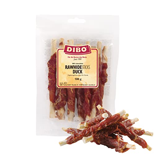 DIBO Rawhide Sticks Duck, 100g Beutel- wiederverschließbar - leckerer Hundesnack als Belohnung oder zwischendurch, unterstützt die Zahnpflege, stillt das Kaubedürfnis - Futter für Hunde von DIBO