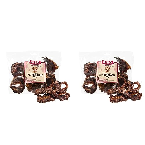 DIBO Rinderkehlköpfe, geschnitten, 250g-Beutel, der kleine Naturkau-Snack oder Leckerli für Zwischendurch, Hundefutter, Qualitätskauartikel ohne Chemie (Packung mit 2) von DIBO