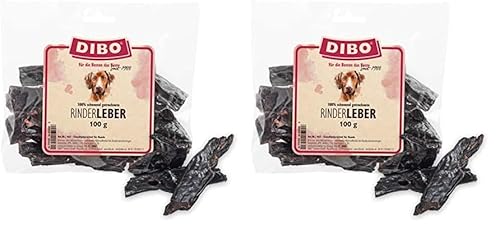 DIBO Rinderleber, 100g-Beutel, der kleine Naturkau-Snack oder Leckerli für Zwischendurch, Hundefutter, Qualitätskauartikel ohne Chemie von DIBO (Packung mit 2) von DIBO