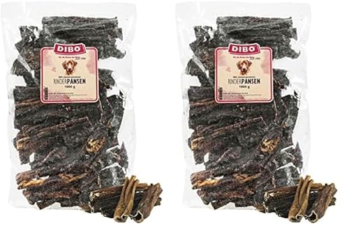 DIBO Rinderpansen, 1000g, der kleine Naturkau-Snack oder Leckerli für Zwischendurch, Hundefutter, Qualitätskauartikel ohne Chemie (Packung mit 2) von DIBO