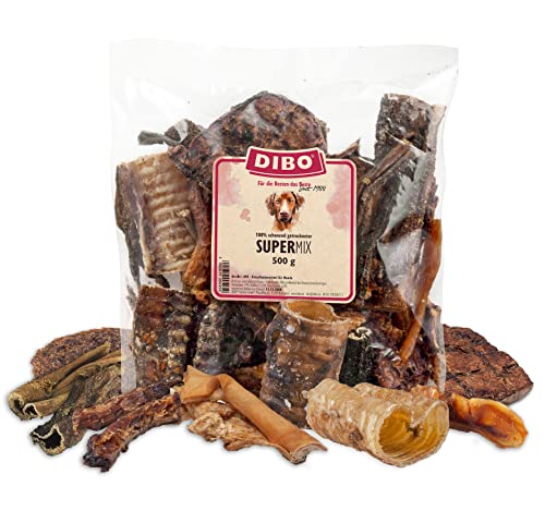 DIBO Super-Mix, 500g-Beutel, der kleine Naturkau-Snack oder Leckerli für Zwischendurch, Hundefutter, Qualitätskauartikel ohne Chemie, von allem etwas zum Probieren! von DIBO