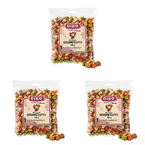 Gourmet-Happen, 500g-Beutel, Backwaren als gesunde, natürliche Ernährung für Hunde von DIBO, Hundefutter, Barf, B.A.R.F, Leckerli, Hundekekse (Packung mit 3) von DIBO