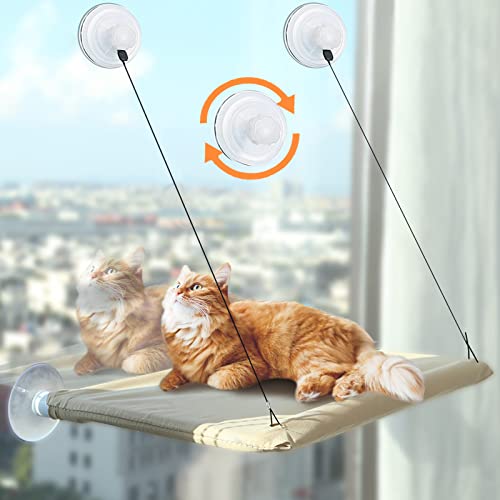 DIDUDE Fenster Katzenhängematte Bis 25kg, Hängematte Für Große Katze in Innenräumen, Verstärkte Fensterplatz Mit Starkem Saugnapf, 54×30CM, Fensterbankliege - Waschbar von DIDUDE