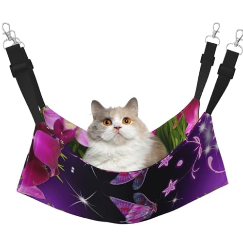 DIEzig Hängematte, Blumenmuster, mittelgroß, weiches Bett für Kätzchen, Frettchen, Welpen oder kleine Haustiere, Rosa von DIEzig