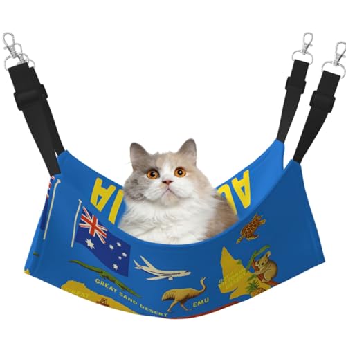 DIEzig Hängematte mit Australien-Karten-Ikonen, mittelgroß, weiches Bett für Kätzchen, Frettchen, Welpen oder kleine Haustiere von DIEzig