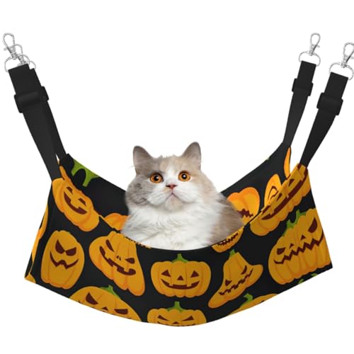 DIEzig Halloween-Kürbis-Muster, mittelgroße Käfig-Hängematte, weiches Bett für Kätzchen, Frettchen, Welpen oder kleine Haustiere von DIEzig